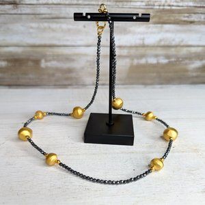 Nolan Miller Bronze Black Beaded Necklace 23" EUC